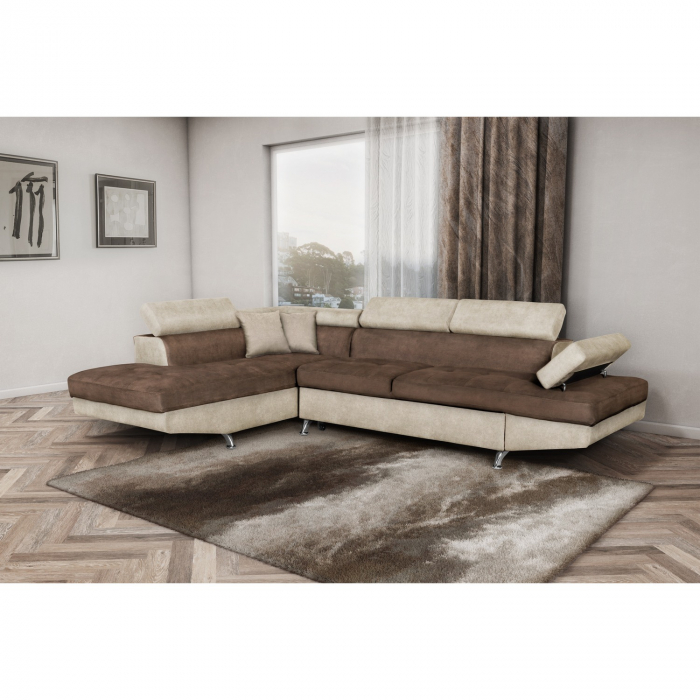 Coltar extensibil cu lada de depozitare Rio Brown Beige Dreapta