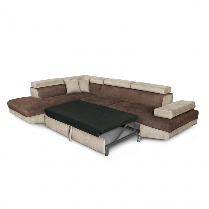 Colțar extensibil cu ladă de depozitare Rio Brown Beige Dreapta [3]