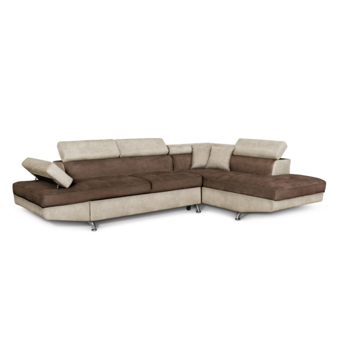 Colțar extensibil cu ladă de depozitare Rio Brown Beige Stanga [2]
