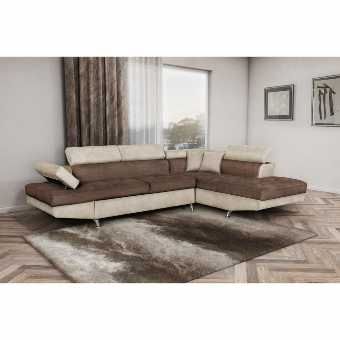 Coltar extensibil cu lada de depozitare Rio Brown Beige Stanga