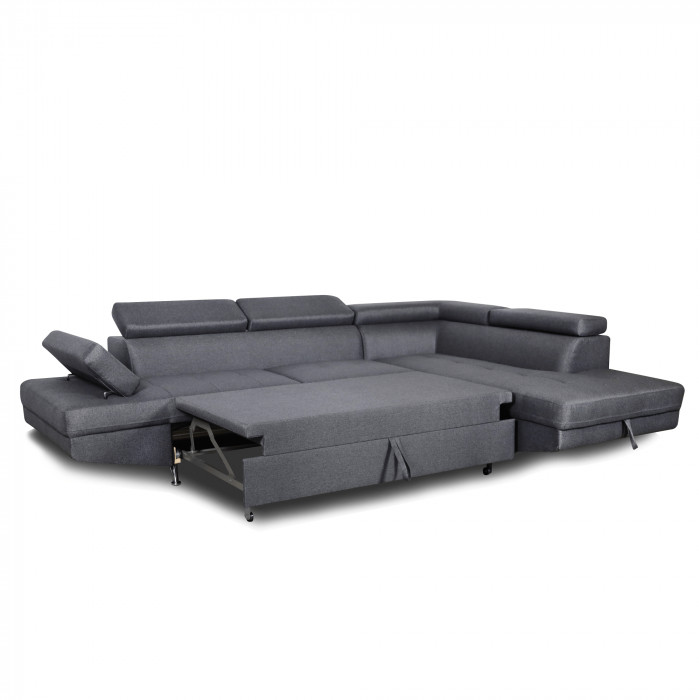 Colțar extensibil cu ladă de depozitare Rio Charcoal Grey Alpha Stanga [4]