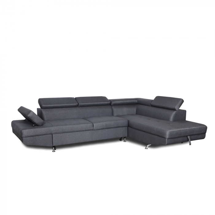 Colțar extensibil cu ladă de depozitare Rio Charcoal Grey Alpha Stanga [2]