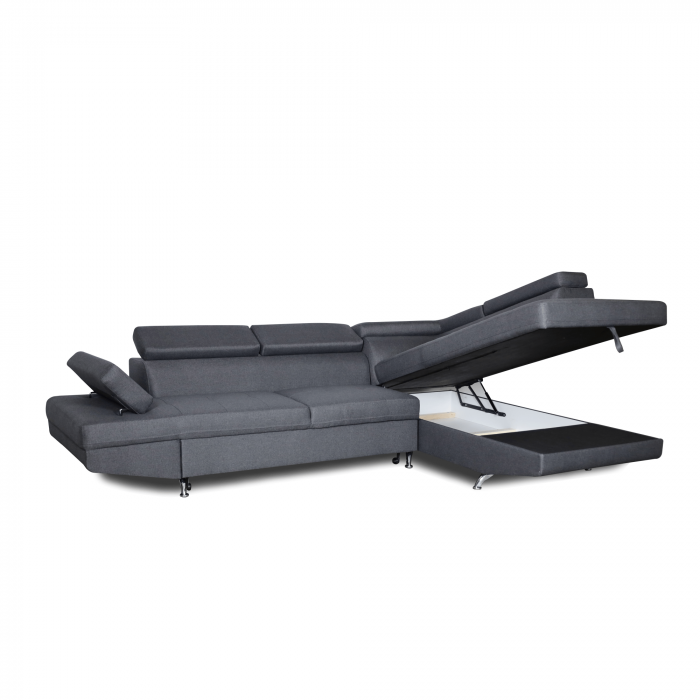 Colțar extensibil cu ladă de depozitare Rio Charcoal Grey Alpha Stanga [3]