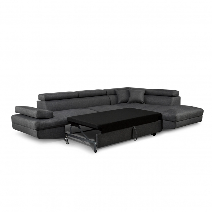 Colțar extensibil cu ladă de depozitare Rio Dark Grey Stanga [3]