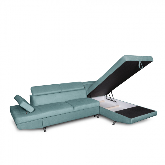 Colțar extensibil cu ladă de depozitare Rio Mint Green Alpha Stanga [4]