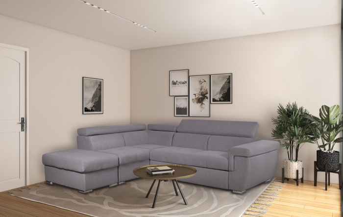 Colțar extensibil cu ladă de depozitare Riviera Steel Grey de dreapta [2]