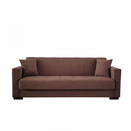 Produse - Canapea extensibila cu spatiu depozitare Agnes catifea Maro