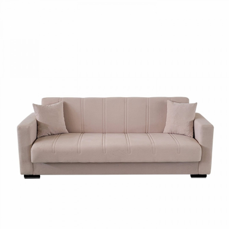 Produse - Canapea extensibila cu spatiu depozitare Agnes catifea Cappuccino