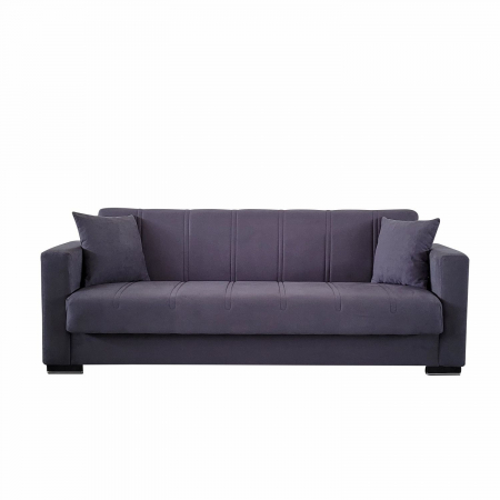 Produse - Canapea extensibila cu spatiu depozitare Agnes catifea Gri inchis