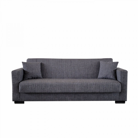 Produse - Canapea extensibila cu spatiu depozitare Agnes tesatura Gri Melange