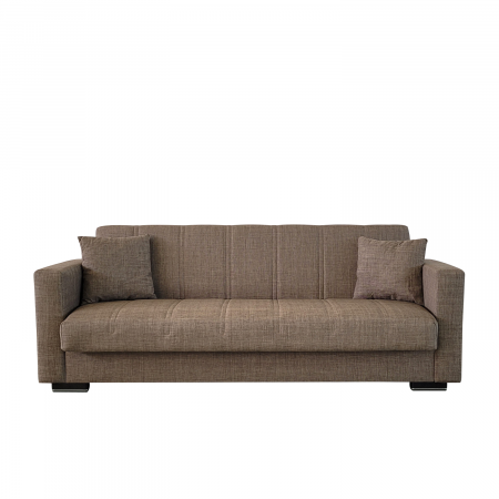 Canapea extensibila cu spatiu depozitare Agnes tesatura Maro Melange [0]