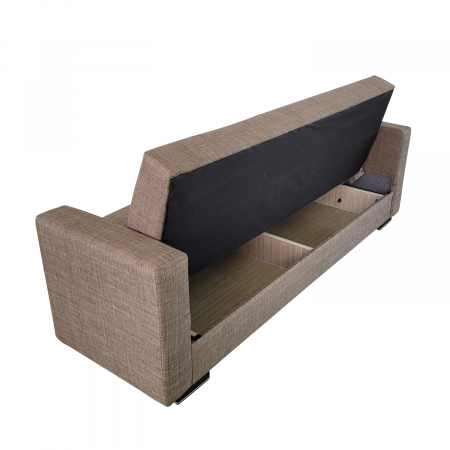 Canapea extensibila cu spatiu depozitare Agnes tesatura Maro Melange [2]