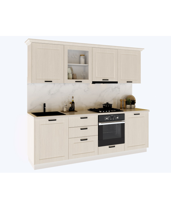 Bucatarie ATHENA 244 cm  MDF Insertie de lemn Alb/crem - Bucatarie completa [11]