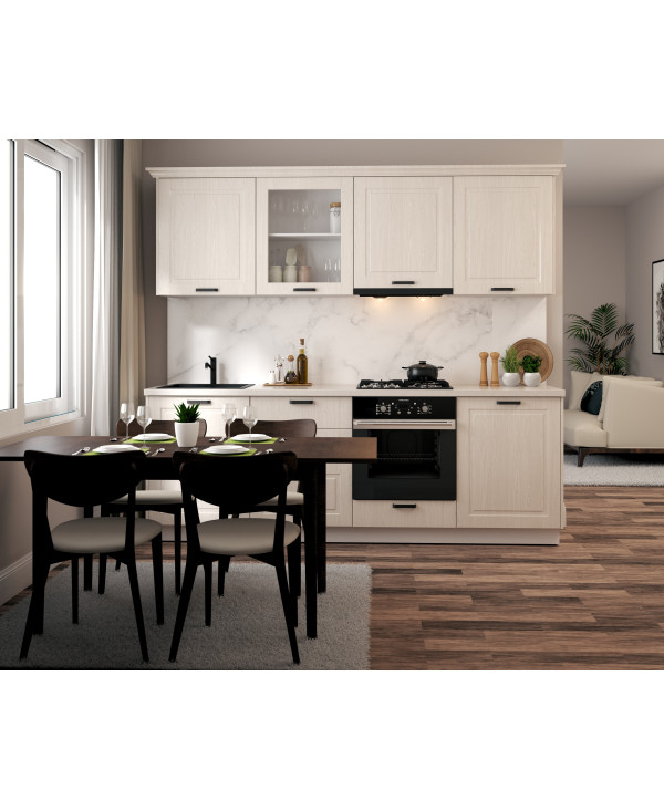 Bucatarie ATHENA 244 cm  MDF Insertie de lemn Alb/crem - Bucatarie completa [2]