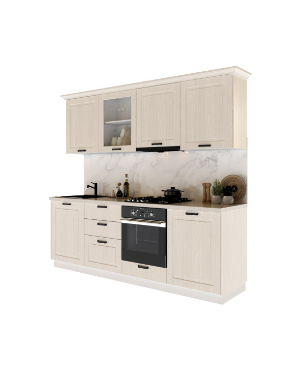 Bucatarie ATHENA 244 cm  MDF Insertie de lemn Alb/crem - Bucatarie completa [9]