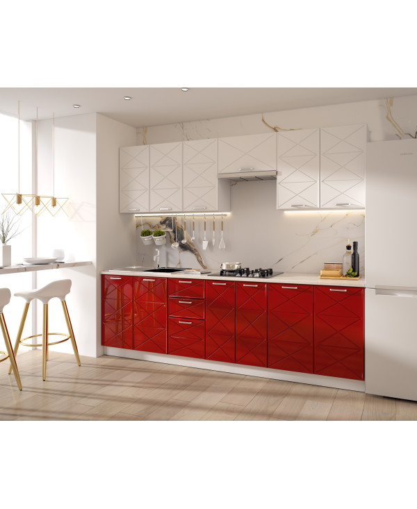 BUCATARIE BOSTON 2.6M MDF ALB/ROSU [3]
