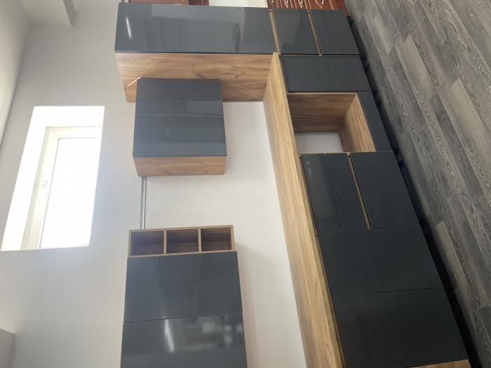 Mobila Bucatarie 300 cm Stejar K003 Antracit MDF  Roma- Set Mobilier Bucatarie [3]