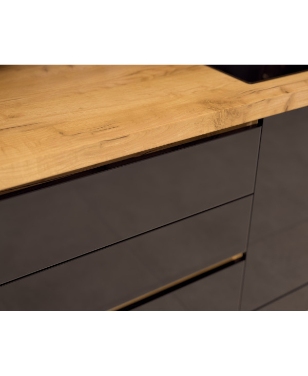 Bucatarie Chelsea, Stejar K003 - Alb/Negru, 300x60x215cm [6]