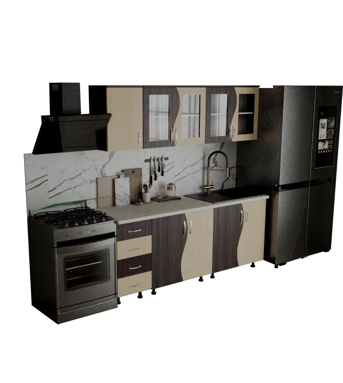 Bucatarie CIP S Wenge Mesteacan 200x60x200 cm [3]