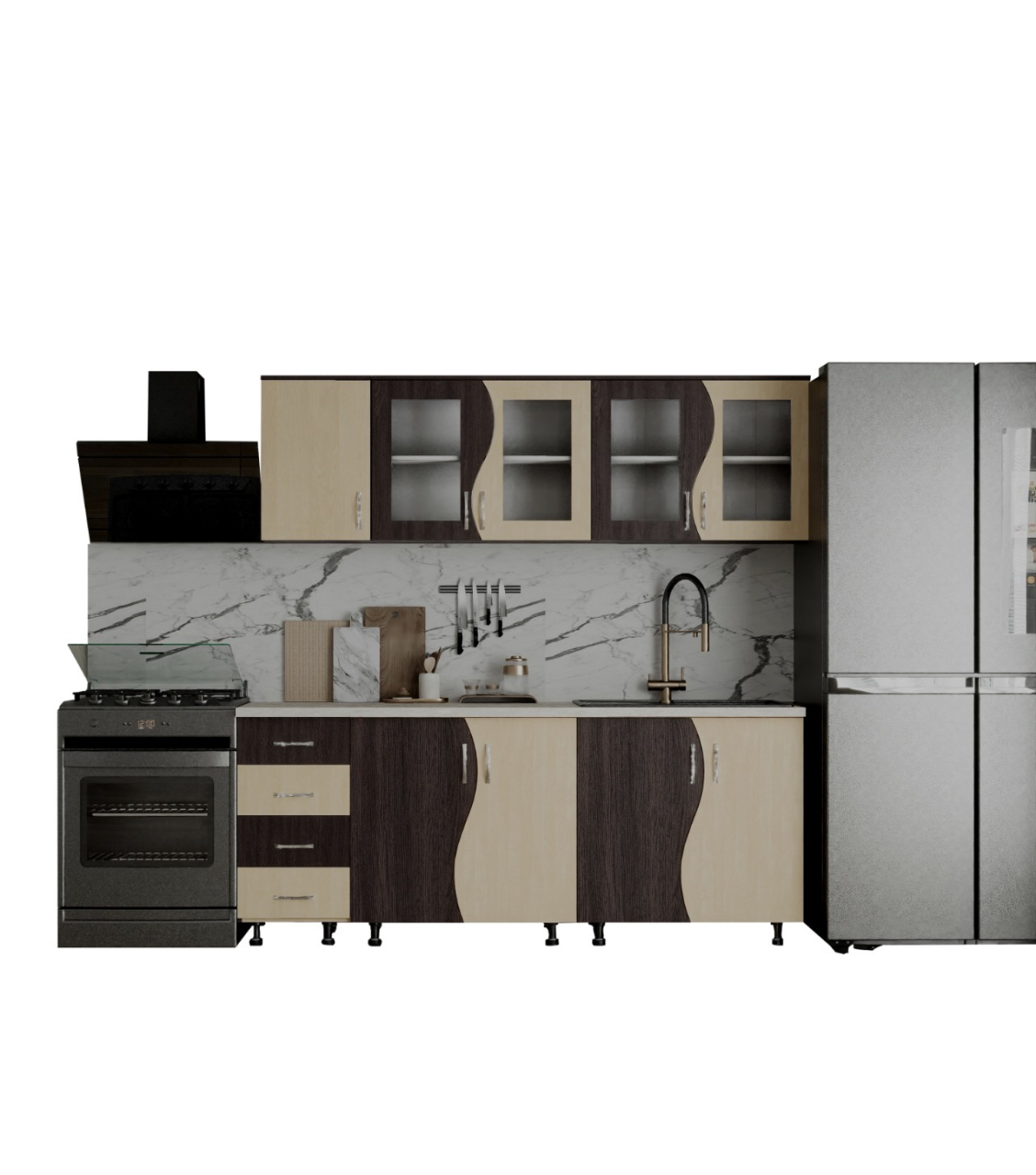 Bucatarie CIP S Wenge Mesteacan 200x60x200 cm [5]
