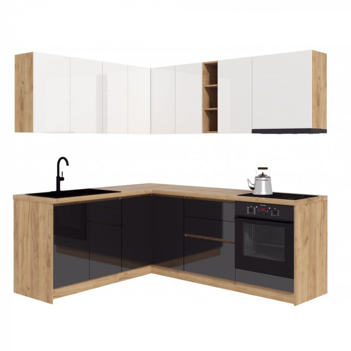 Bucatarie colt Roma V1, Alb+Gri antracit [2]