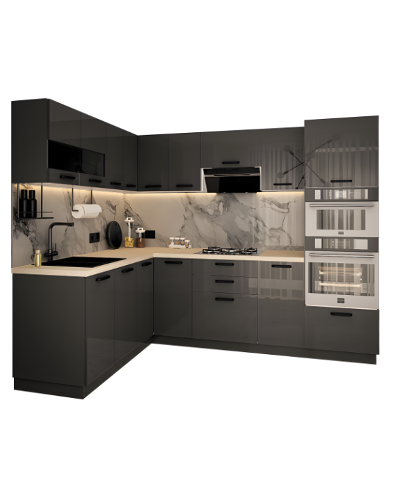 Mobila Bucatarie pe Colt 258x180 cm Gri Antracit MDF Amalia- Set Mobilier Bucatarie [6]