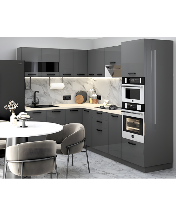 Mobila Bucatarie pe Colt 258x180 cm Gri Antracit MDF Amalia- Set Mobilier Bucatarie [4]