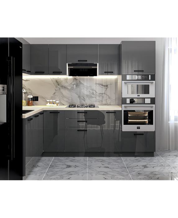 Mobila Bucatarie pe Colt 258x180 cm Gri Antracit MDF Amalia- Set Mobilier Bucatarie [2]