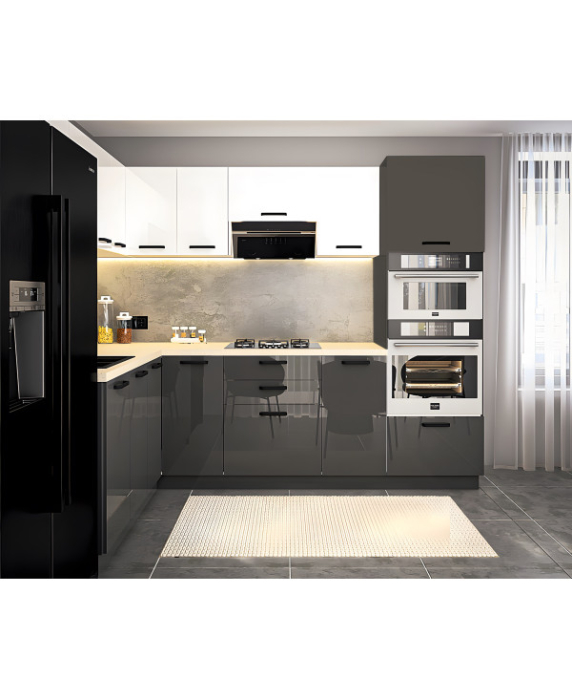 Mobila Bucatarie pe colt 180x258cm Alb Gri Antracit MDF Amalia V1 - Set Mobilier Bucatarie [2]