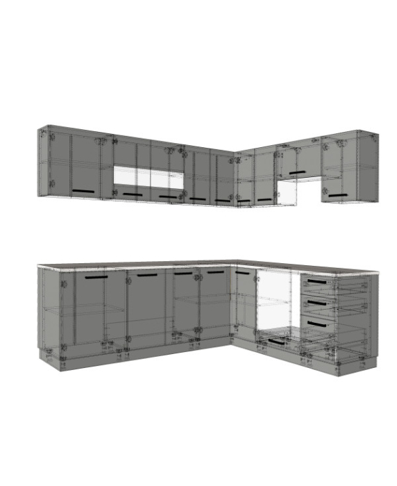 Mobila Bucatarie pe colt 240x205cm Gri Antracit MDF Amalia V2 - Set Mobilier Bucatarie [8]