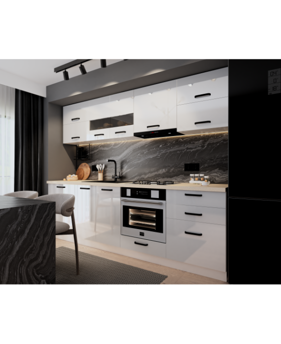 Mobila Bucatarie 260 cm Alb MDF  Amalia-Set Mobilier Bucatarie [3]