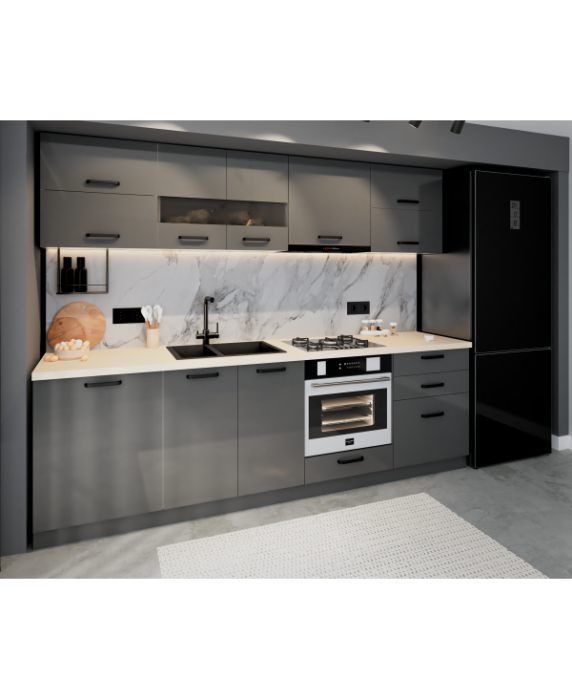 Mobila Bucatarie 260 cm Gri Antracit MDF  Amalia-Set Mobilier Bucatarie [4]