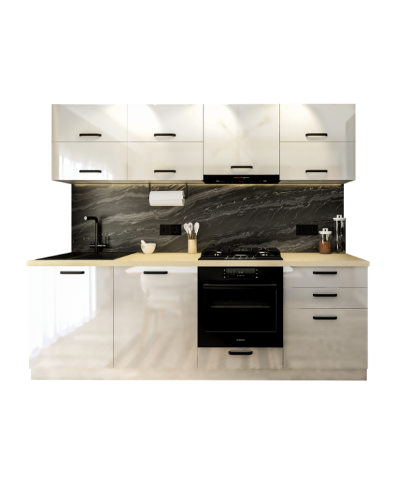 Mobila Bucatarie 240 cm  Alb MDF Amalia V2- Set Mobilier Bucatarie [5]