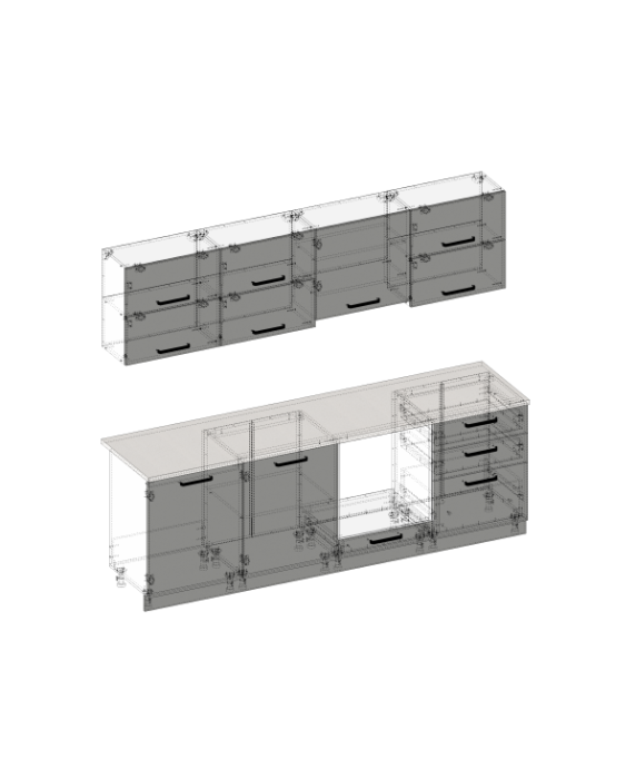 Mobila Bucatarie 240 cm Rosu Gri Antracit MDF  Amalia V2- Set Mobilier Bucatarie [6]