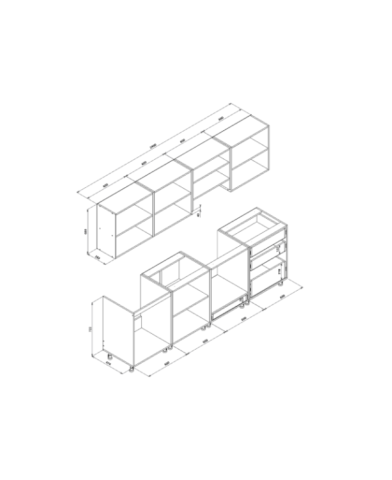 Mobila Bucatarie 240 cm Rosu Gri Antracit MDF  Amalia V2- Set Mobilier Bucatarie [7]