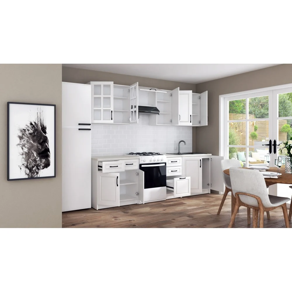 Bucatarie Michelle 2.6m MDF alba - mobila bucatarie moderna [2]