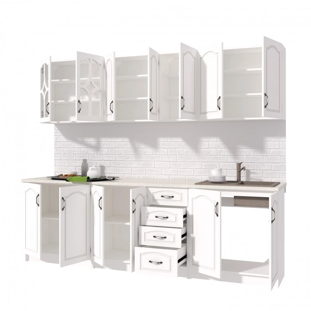 Bucatarie Aura 2.6m MDF Ro, ALB [4]