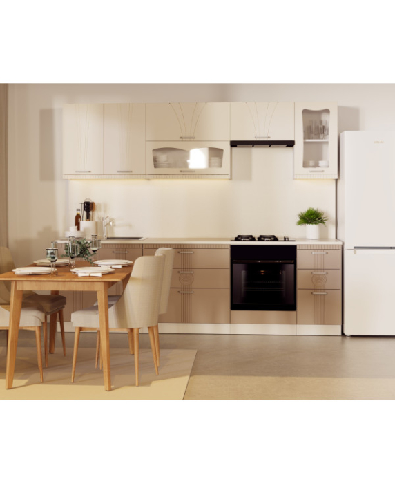 Mobila Bucatarie Palermo 260 cm MDF Crem/ Cappuccino - Bucatarie completa [6]