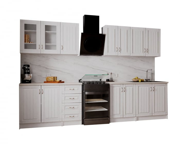 Bucatarie Provence 2.6m MDF alba - mobila bucatarie moderna [8]
