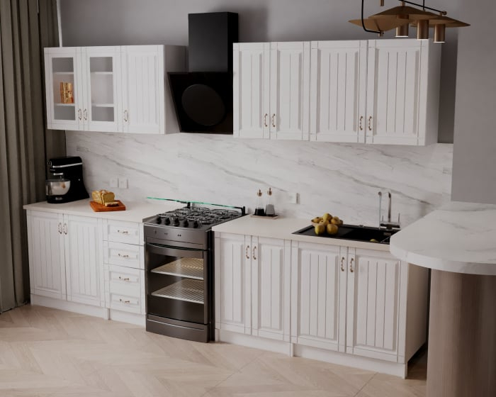 Bucatarie Provence 2.6m MDF alba - mobila bucatarie moderna [6]