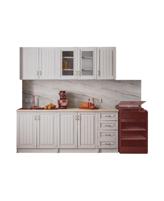 Mobila Bucatarie Provence 200 cm  MDF Alb - Bucatarie completa [4]