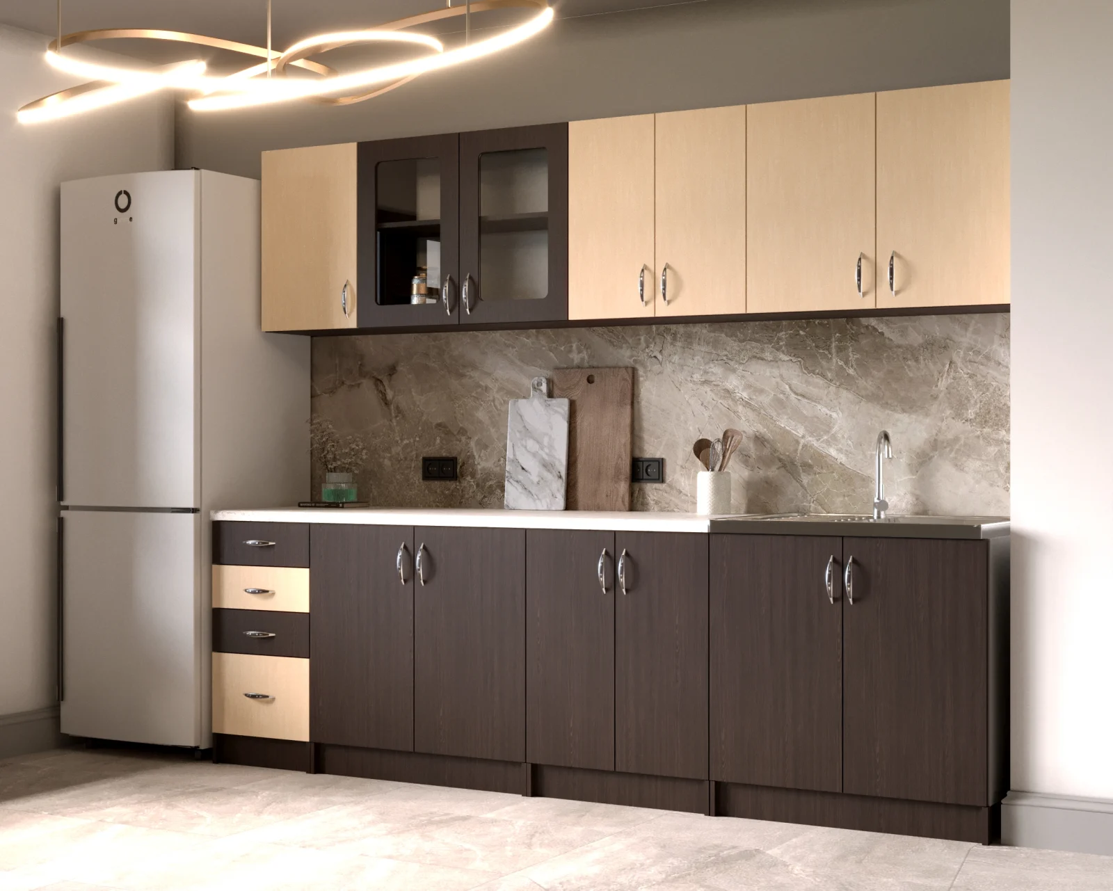 bucatarie venus ro 2.6m wenge mesteacan mobilier modern [6]