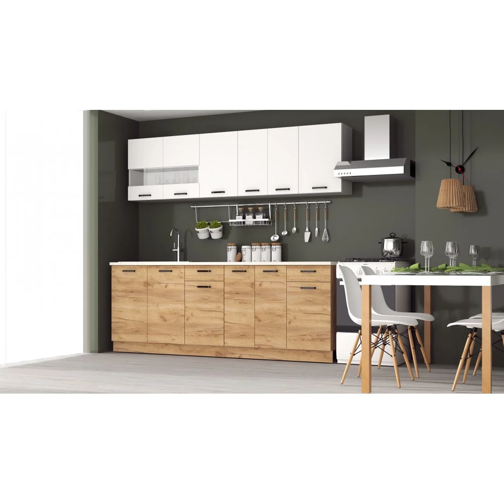 Bucatarie Vio 2.2m stejar K003 si alb - mobila bucatarie moderna [2]