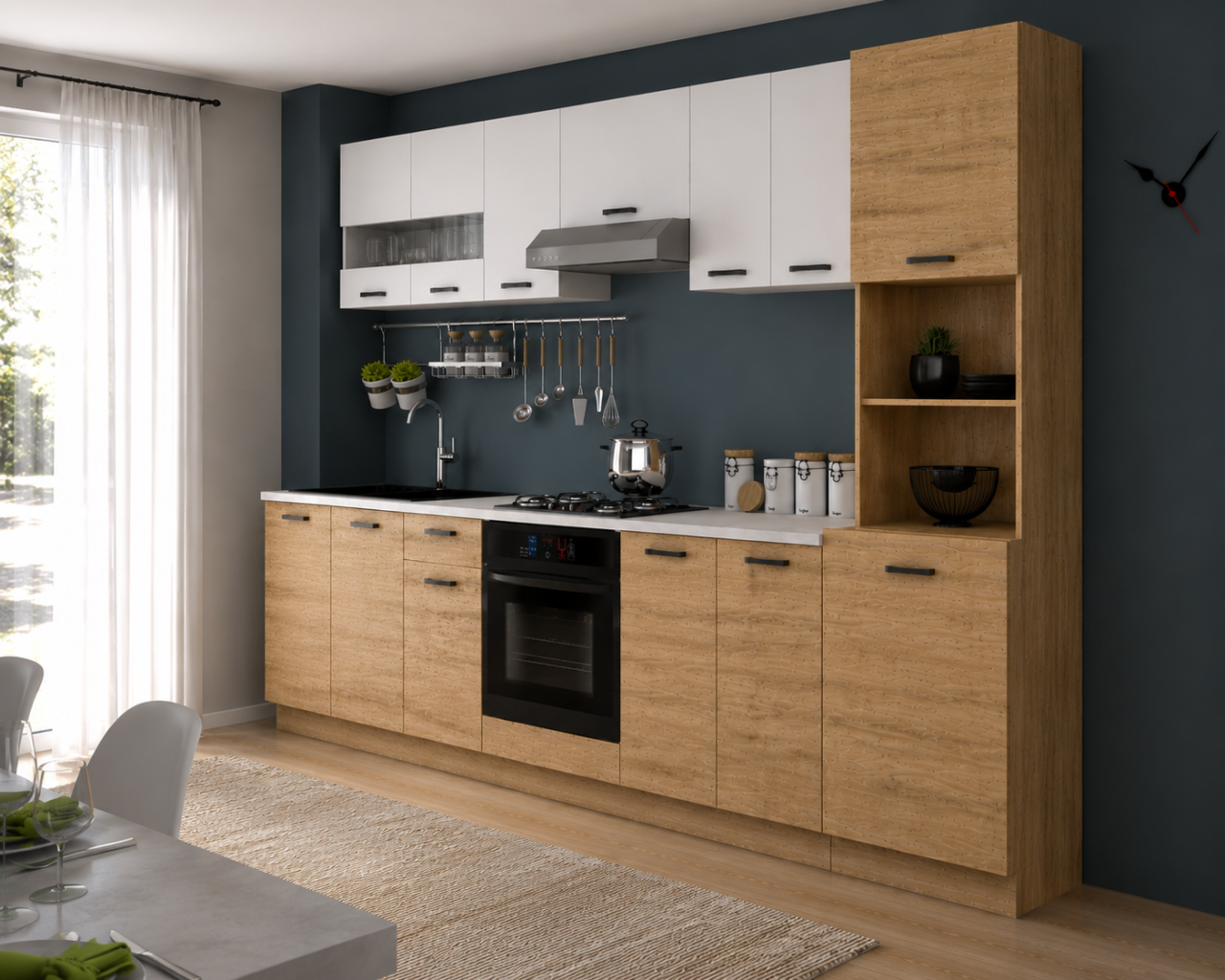 BUCATARIE VIO C 3M, Stejar K003+Alb [3]