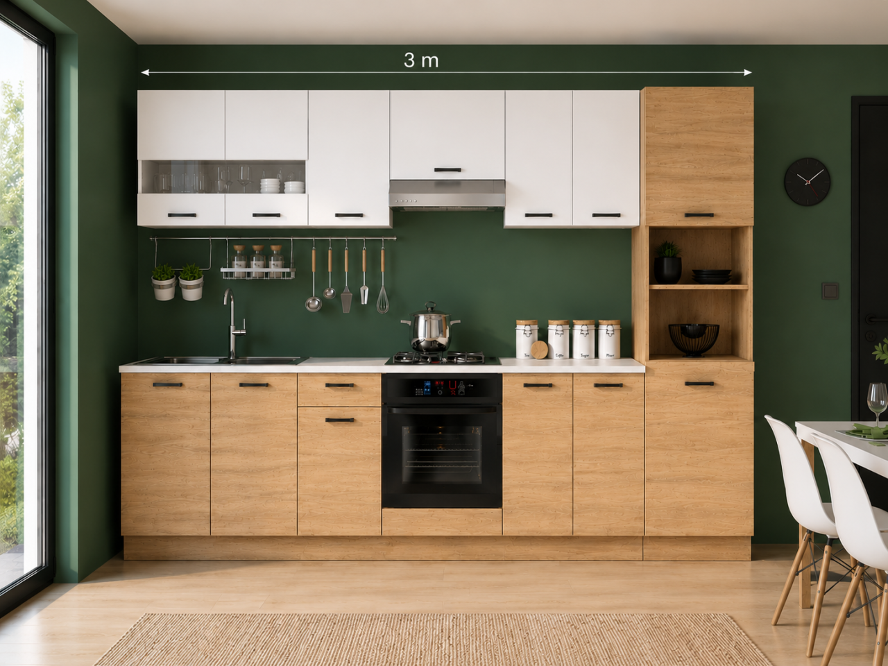 BUCATARIE VIO C 3M, Stejar K003+Alb [9]