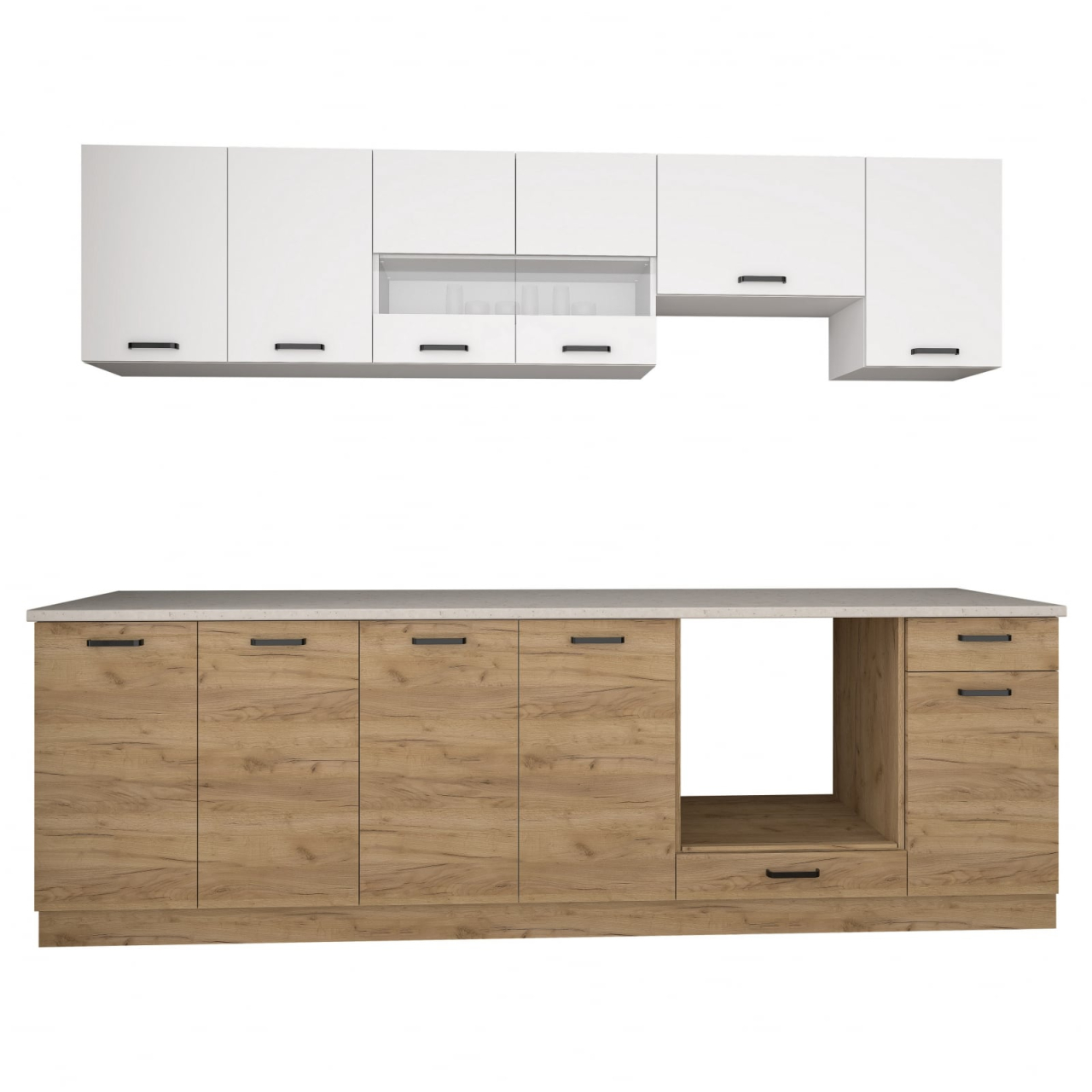 Bucatarie Vio Stejar K003 Alb 260x60x200cm [2]