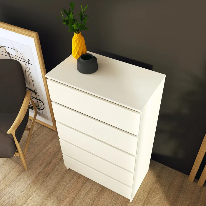 Comoda ARIA 5 sertare, 70x40x112cm, Alb [4]