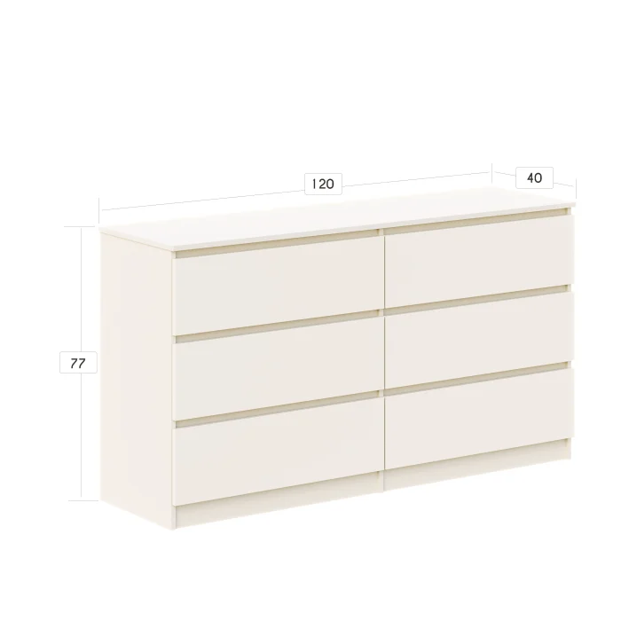 Comoda ARIA 6 sertare, 120x40x77cm, Alb [2]