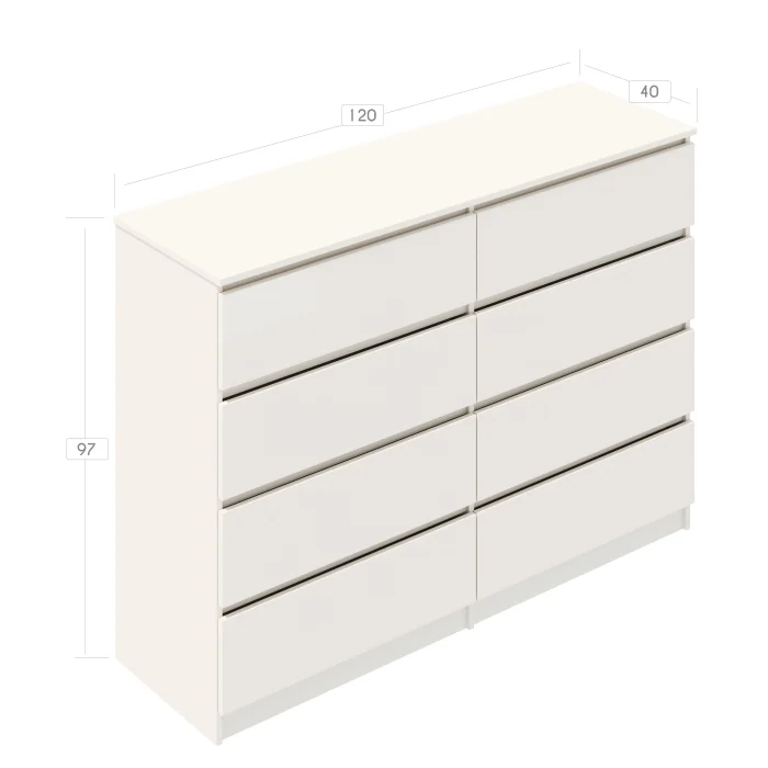 Comoda ARIA 8 sertare, 120x40x97cm, Alb [4]