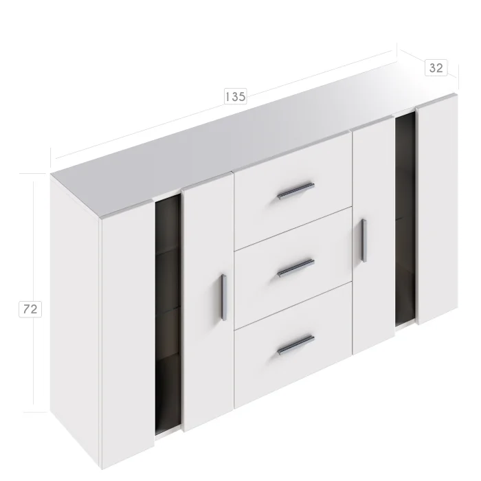 Comoda ARIA Lux, 135x32x72cm, Alb [4]